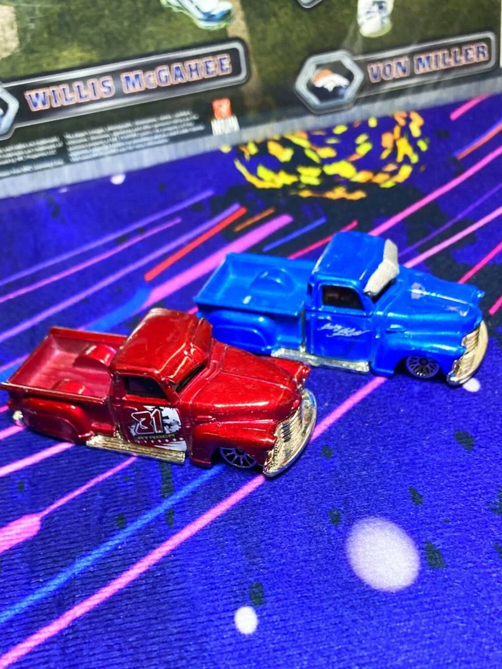 (2) HOT WHEELS TOY CAR COLLECTIBLES - Blue La Troca (Blue) / Blue La Troca (Red)
